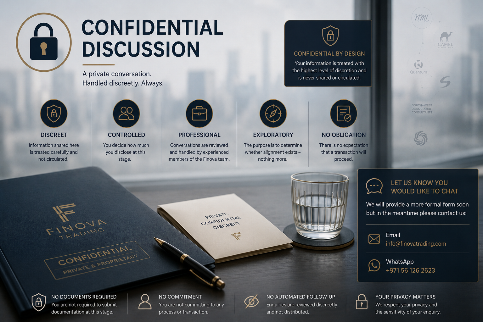 Finova confidential discussion: a private, discreet and professional first conversation